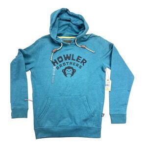 Howler Brothers Mens Petrol Heather Blue Graphic Logo‎ Pullover Hoodie Small